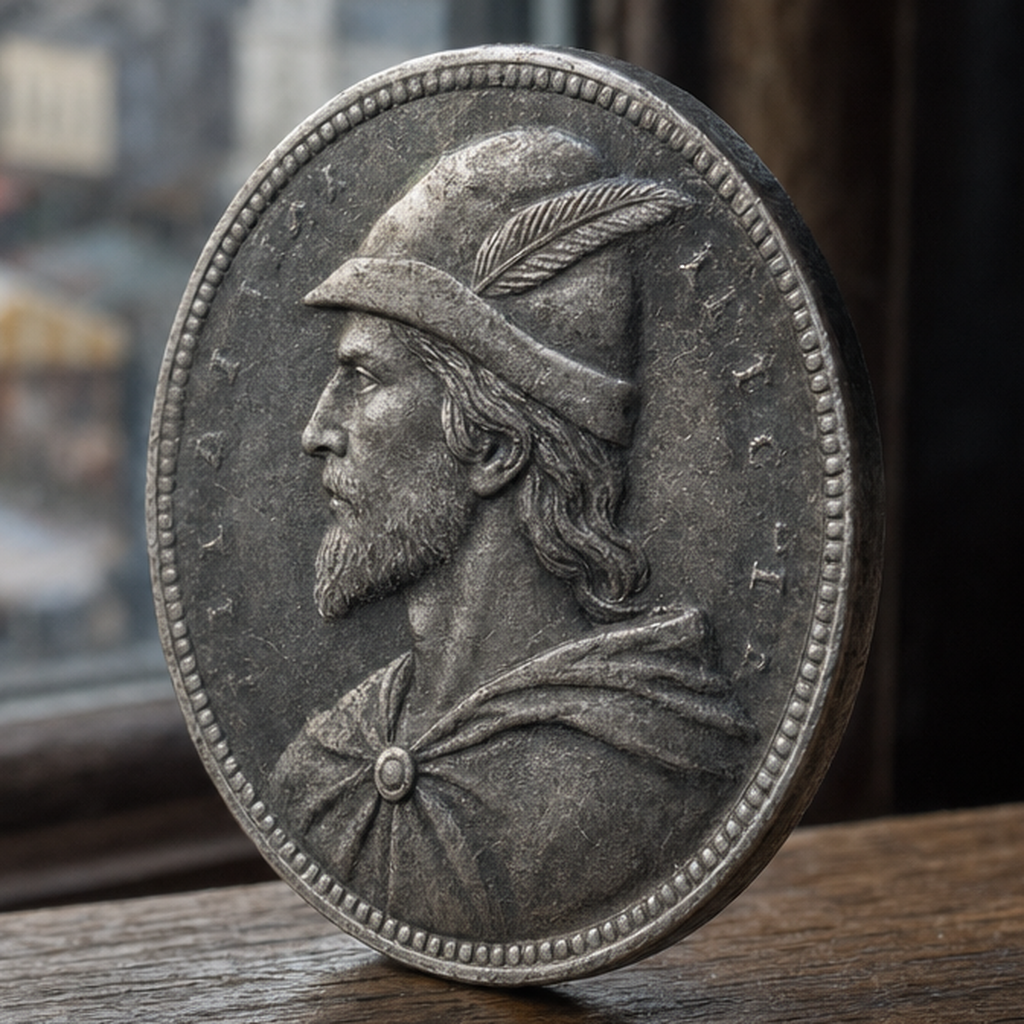 The Silver Shilling, obverse: the folklore Robin Hood in profile